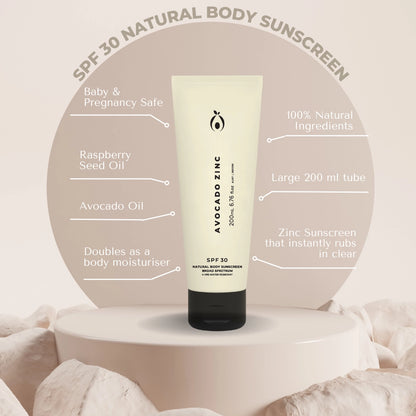 Avocado zinc SPF 30 natural body sunscreen